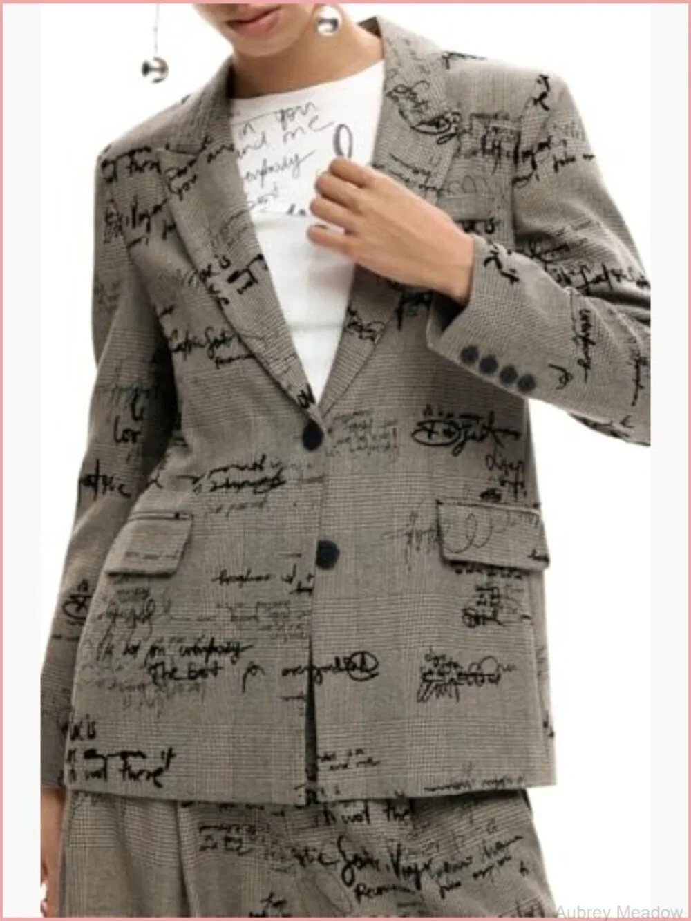 Trench Coat with Zipper Closure Long Sleeve Letter Print